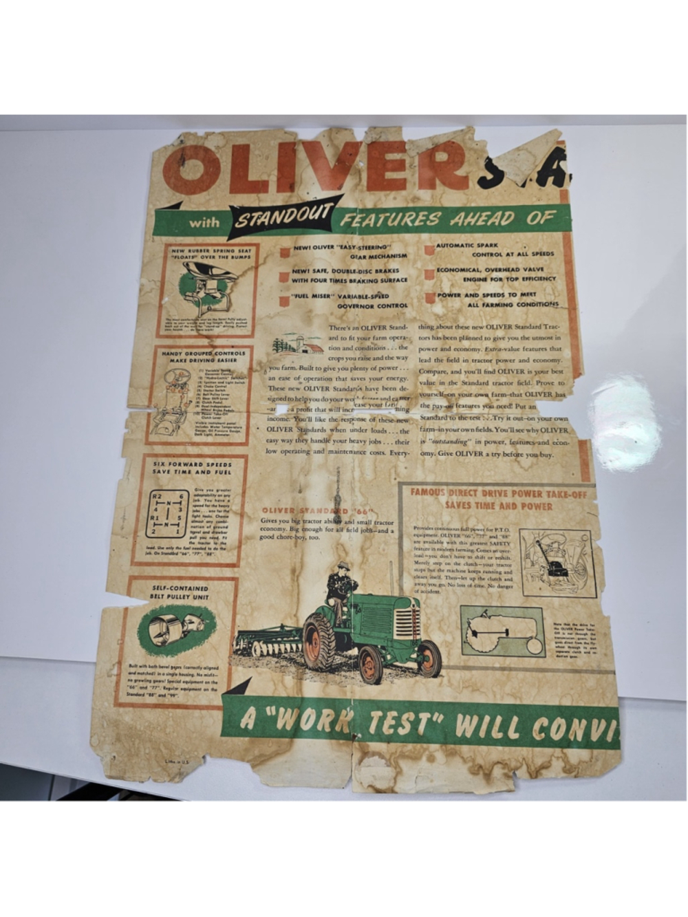 Vintage Oliver Tractor Advertising Poster Standard 66 77 88 Farm 22x15 Rough